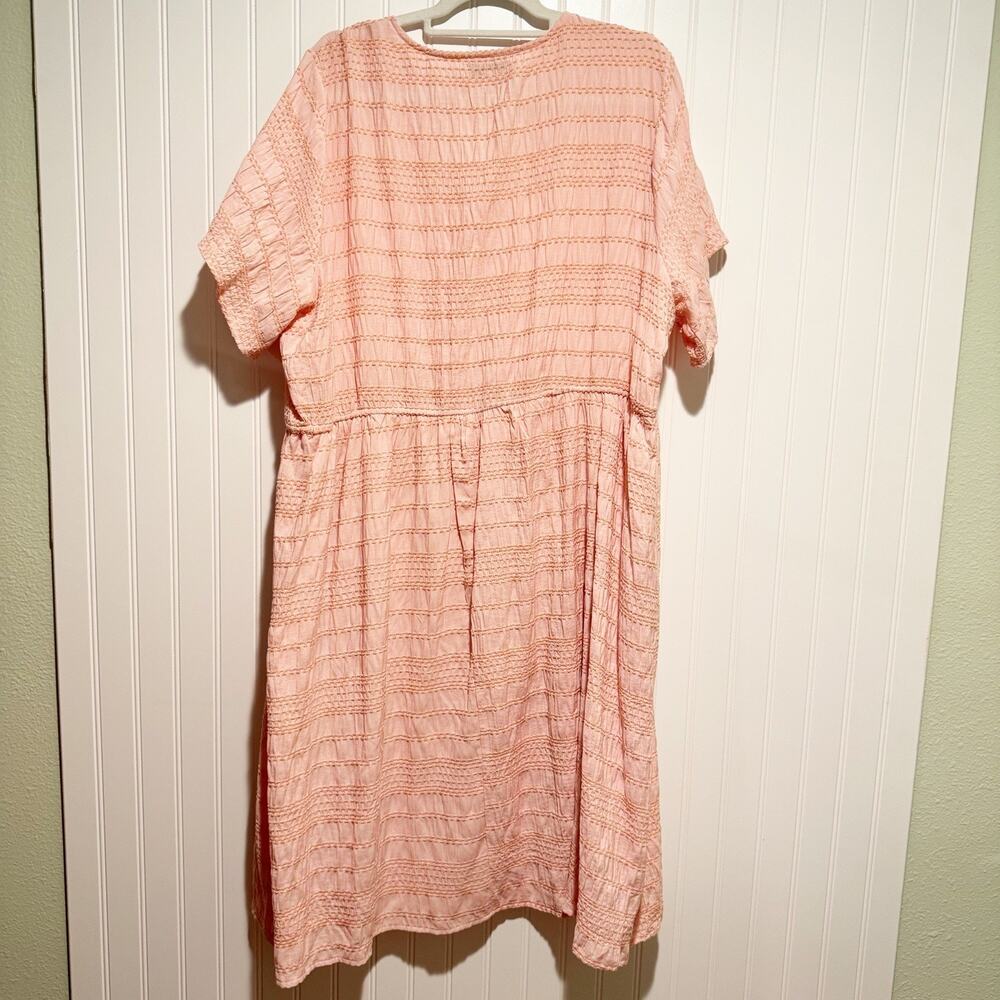 Polagram Plaid Short Sleeve Dress Pink Orange Boho Preppy Relaxed Plus Size 1X - Picture 7 of 7